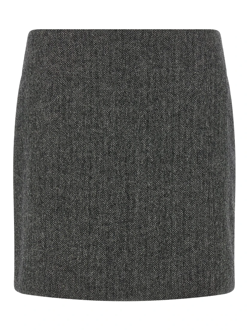 Gray Virgin Wool Long Skirt