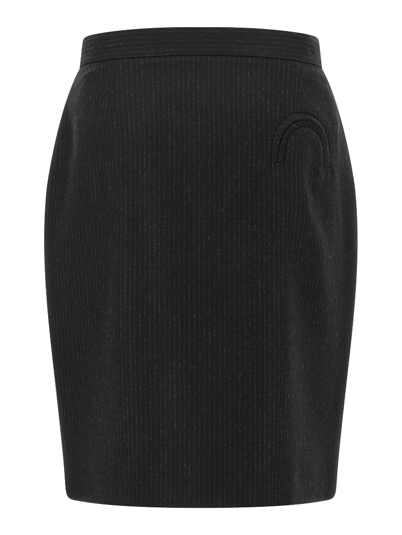 Black Virgin Wool Midi Skirt