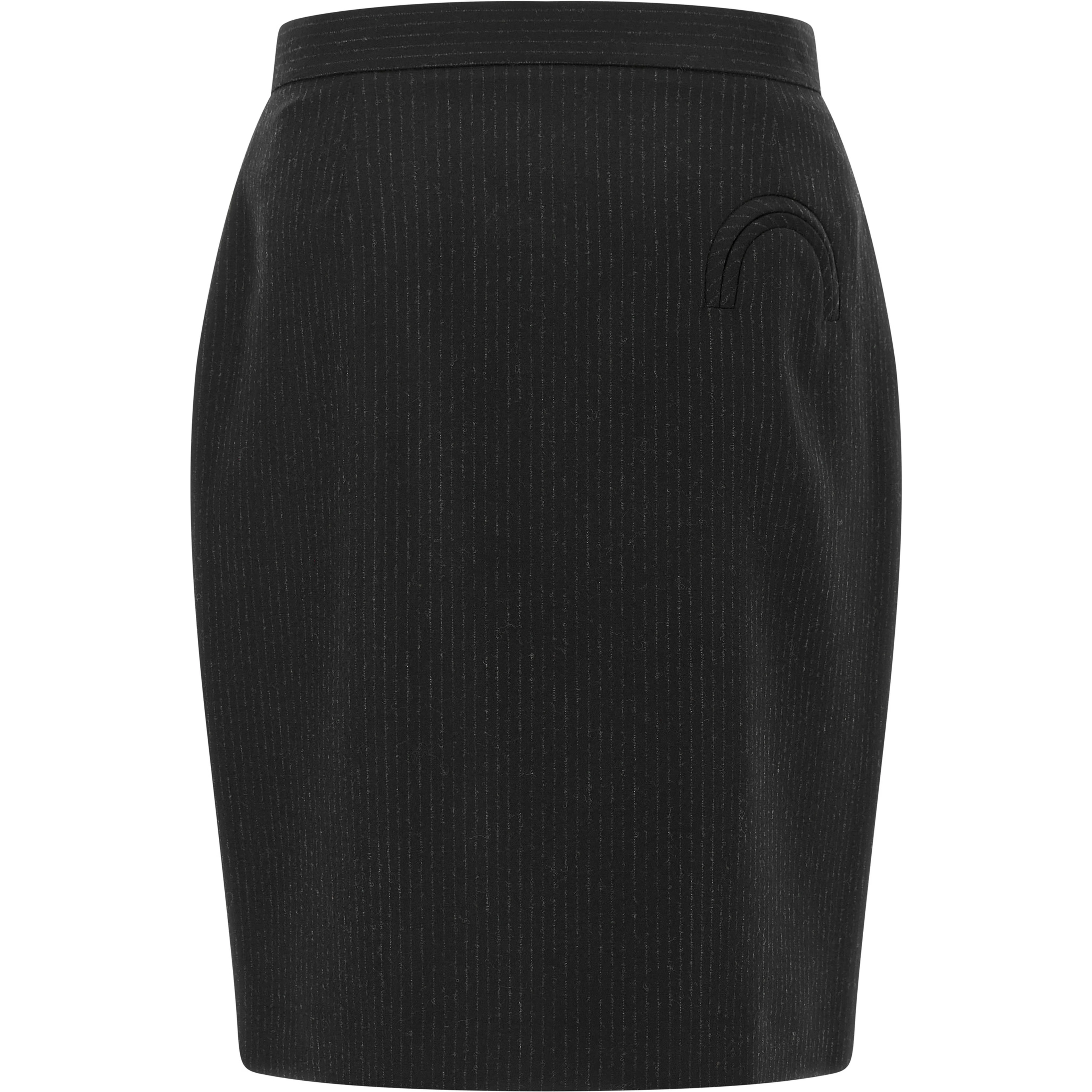 Black Virgin Wool Midi Skirt