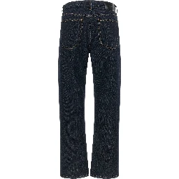 Blue Cotton Straight-Leg Jeans