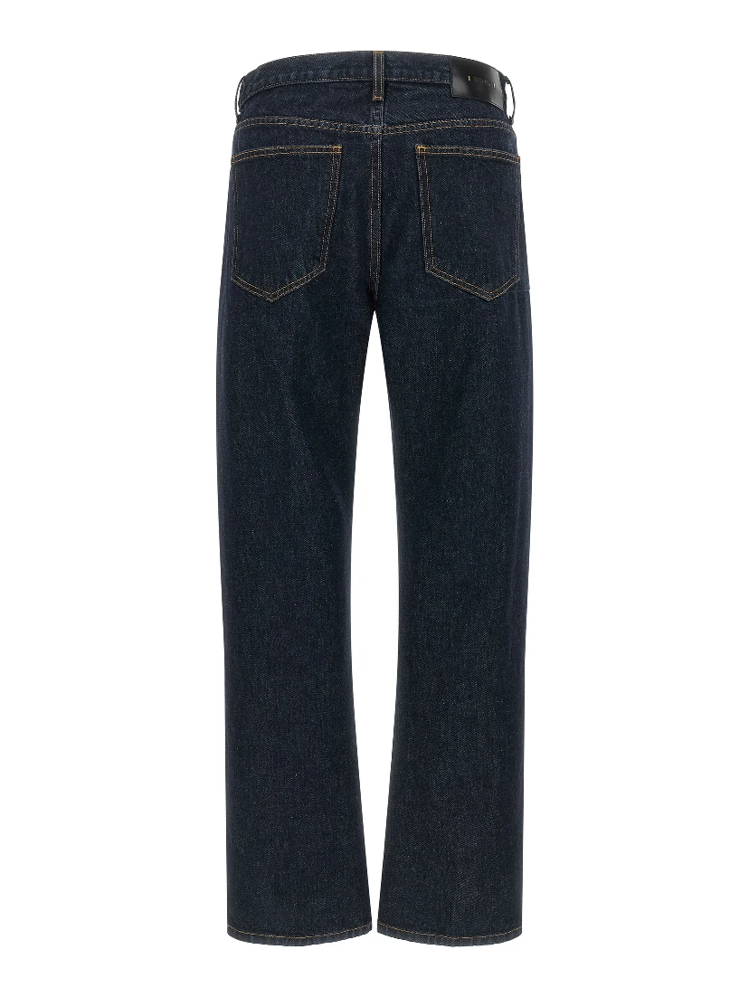 Blue Cotton Straight-Leg Jeans