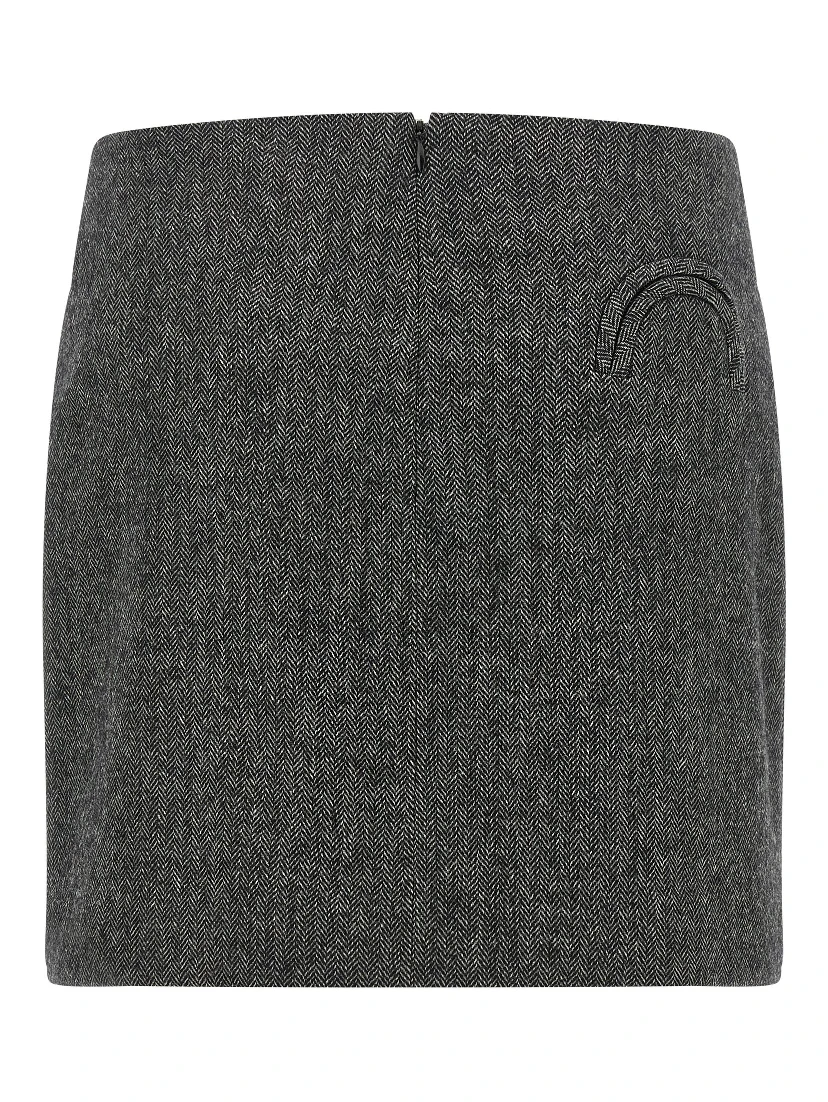 Gray Virgin Wool Long Skirt