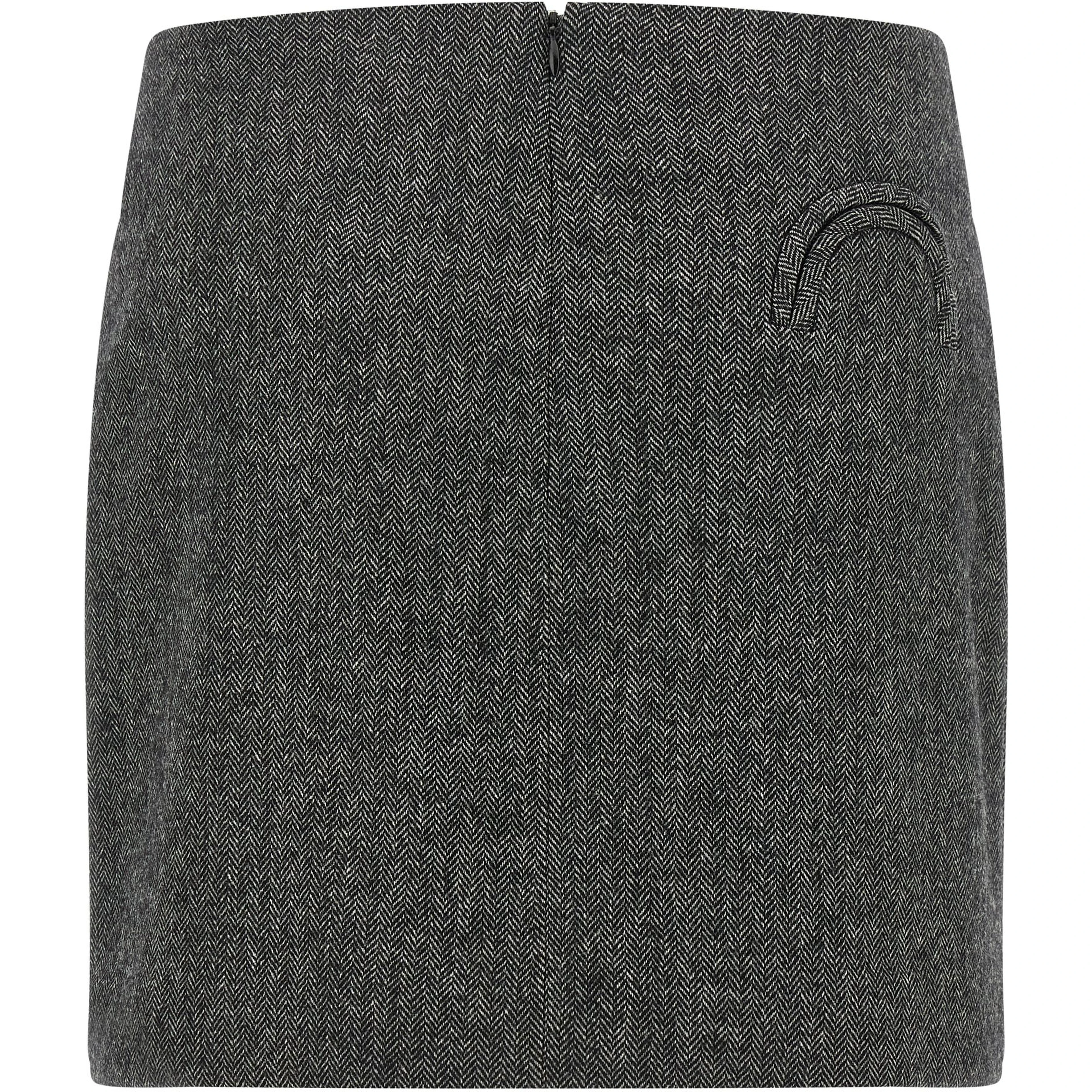 Gray Virgin Wool Long Skirt