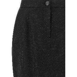 Black Virgin Wool Midi Skirt