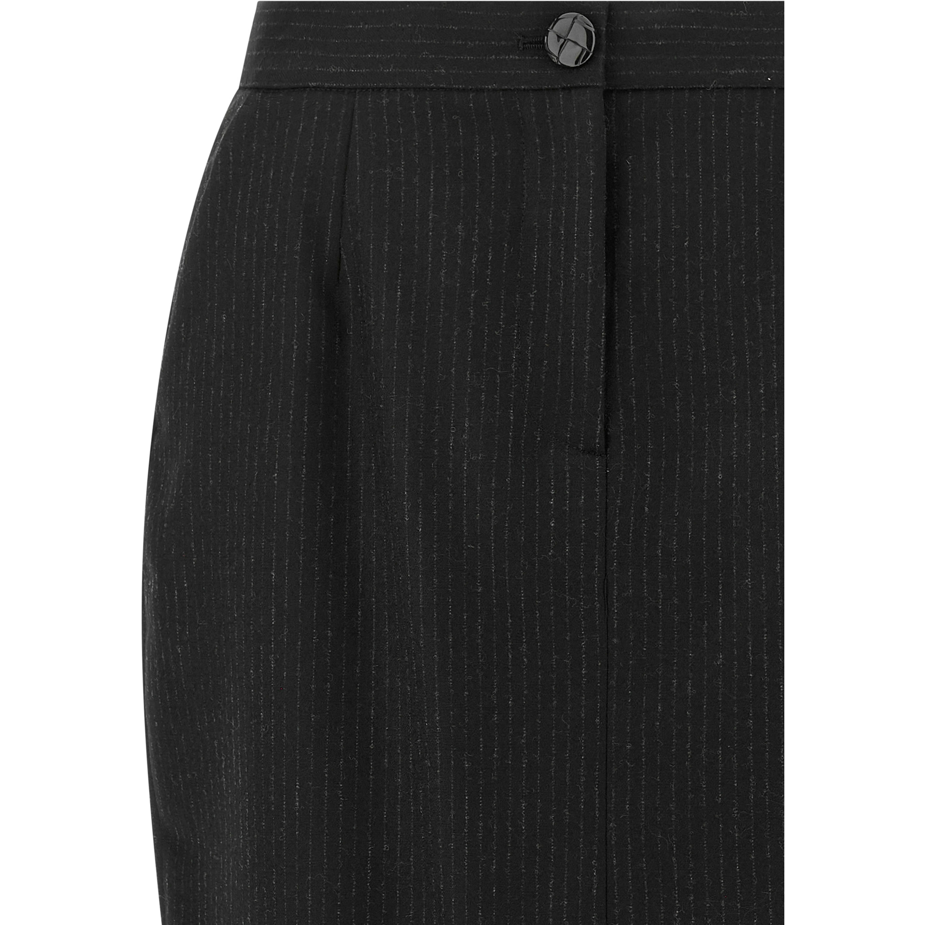 Black Virgin Wool Midi Skirt