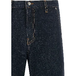 Blue Cotton Straight-Leg Jeans