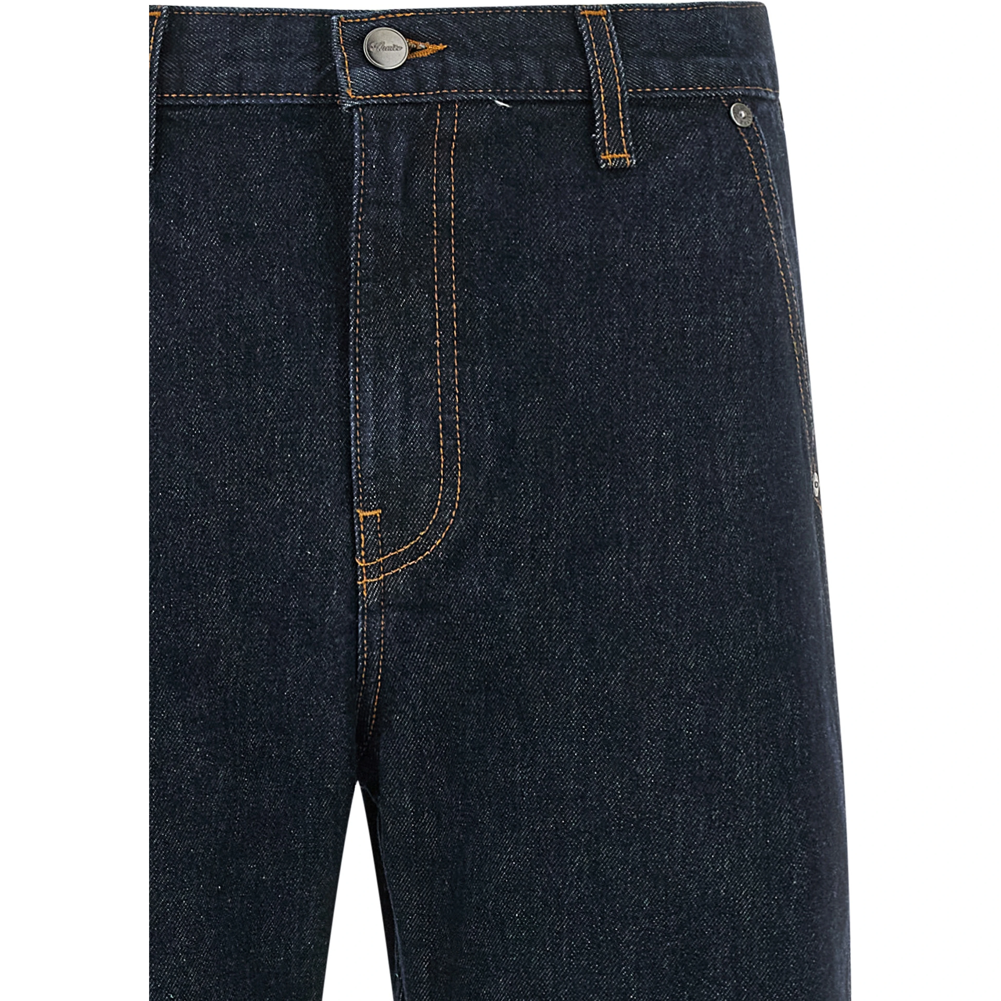 Blue Cotton Straight-Leg Jeans