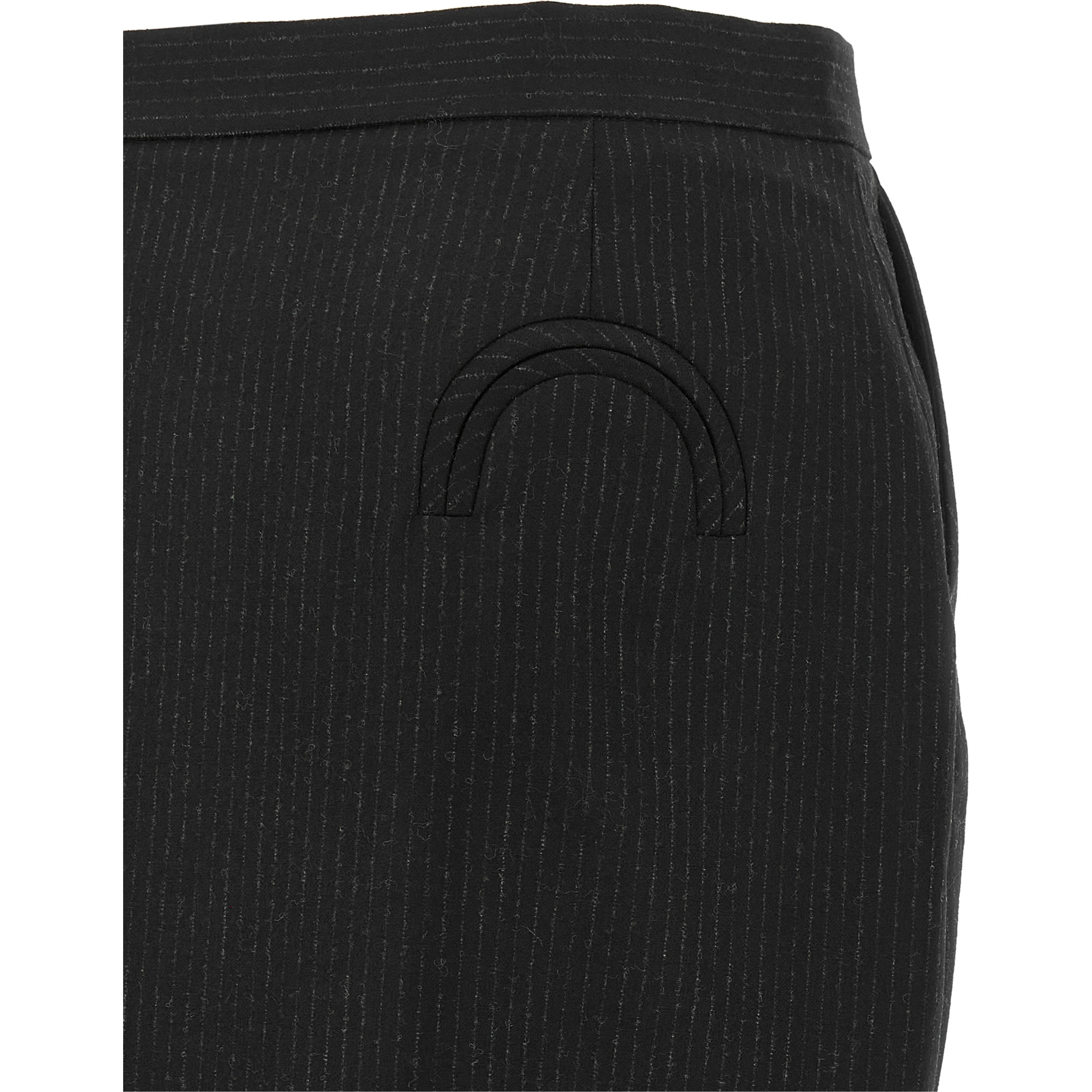 Black Virgin Wool Midi Skirt
