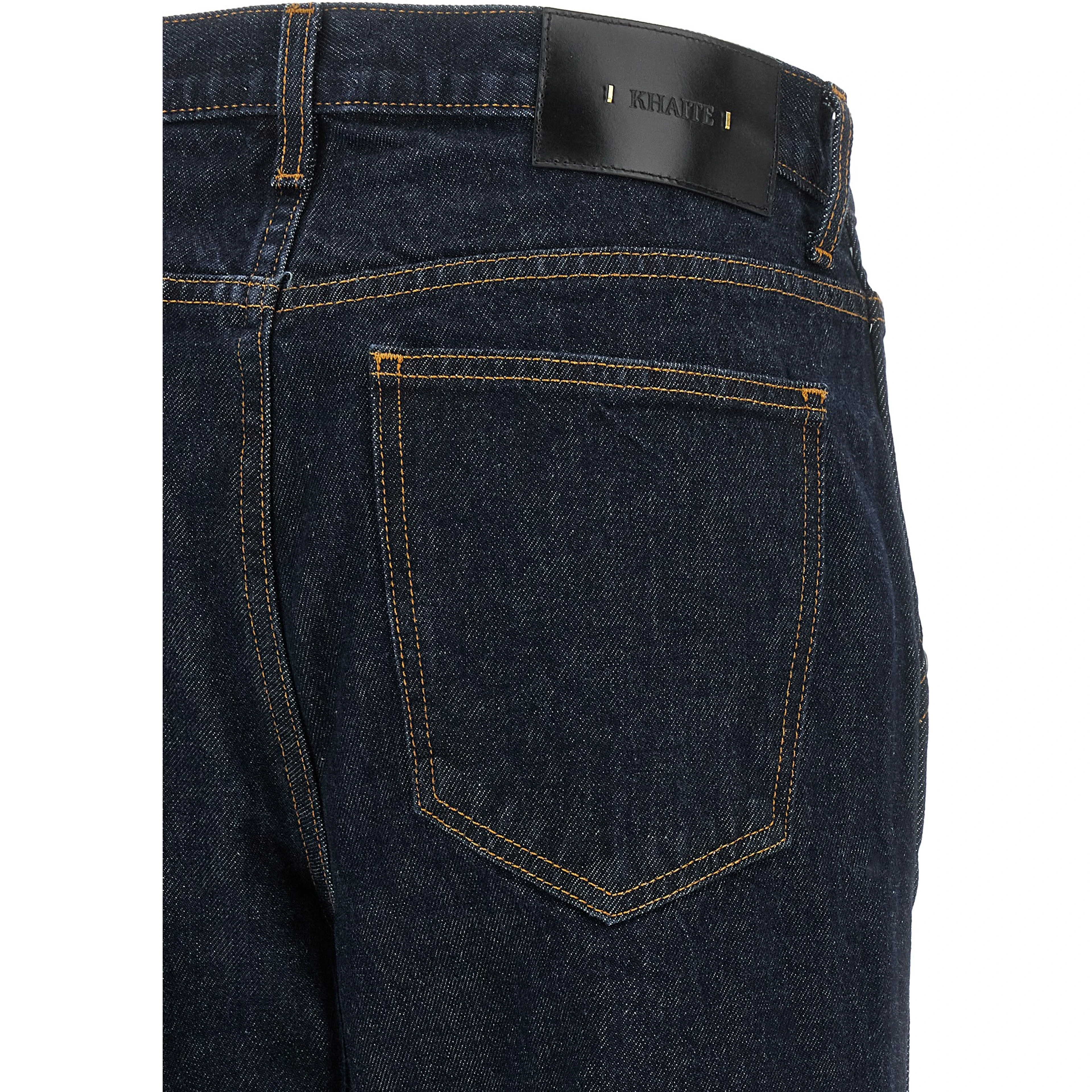 Blue Cotton Straight-Leg Jeans