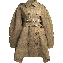 Animal print trench coat