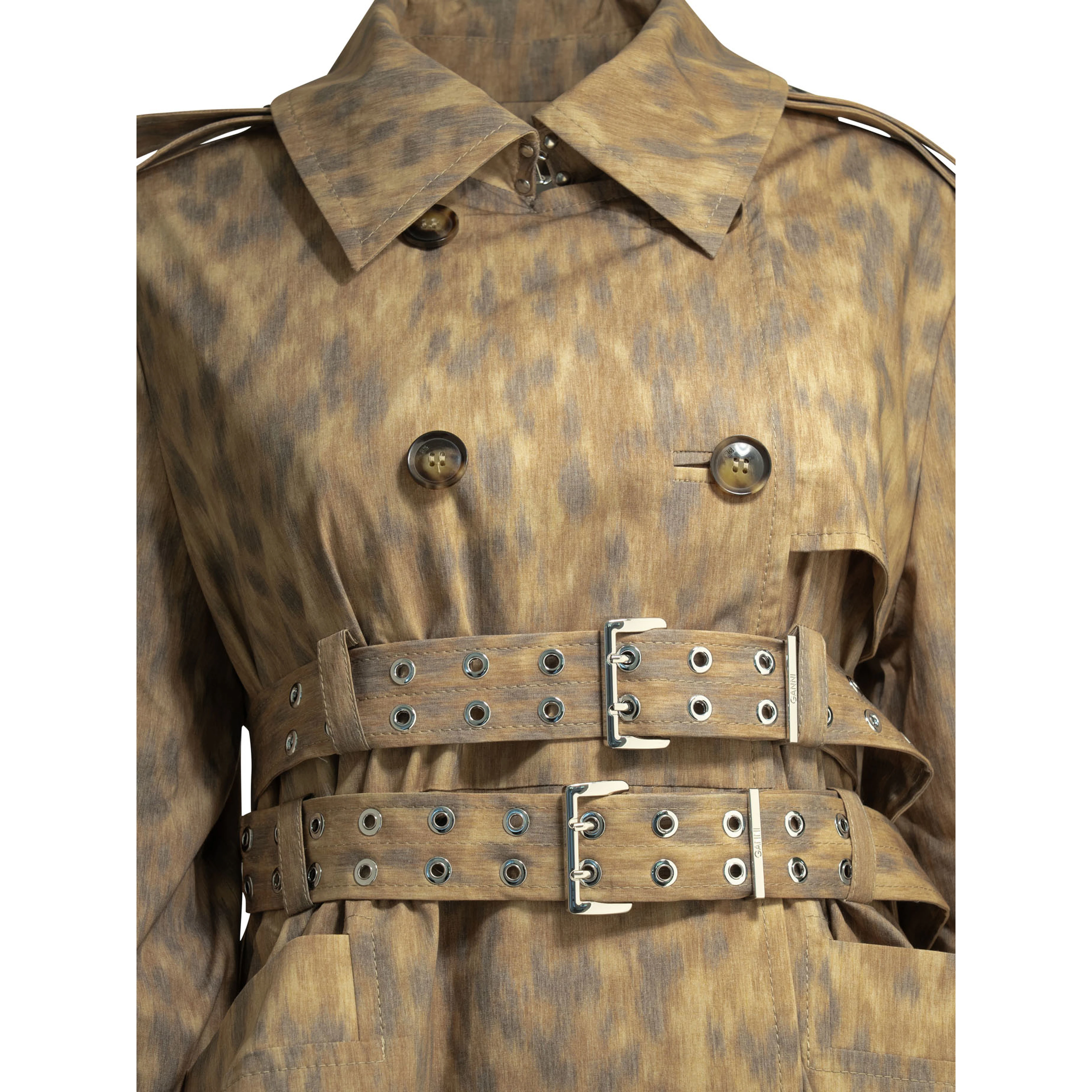 Animal print trench coat