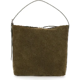 Vera Brown Shoulder Bag with Top Handle and Zip Closure in Suede Woman