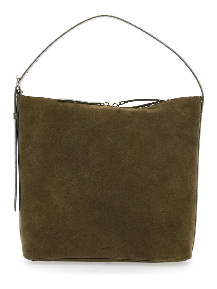 Vera Brown Shoulder Bag with Top Handle and Zip Closure in Suede Woman