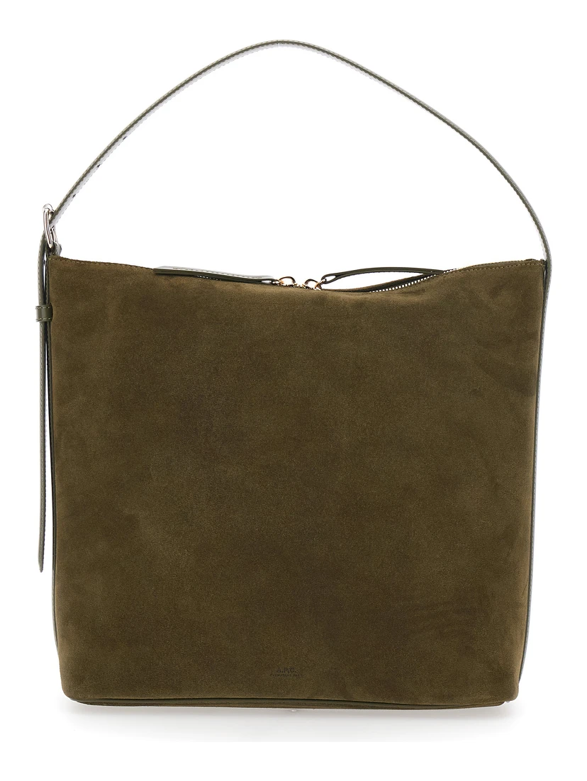 Vera Brown Shoulder Bag with Top Handle and Zip Closure in Suede Woman