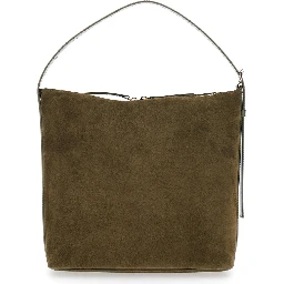 Vera Brown Shoulder Bag with Top Handle and Zip Closure in Suede Woman