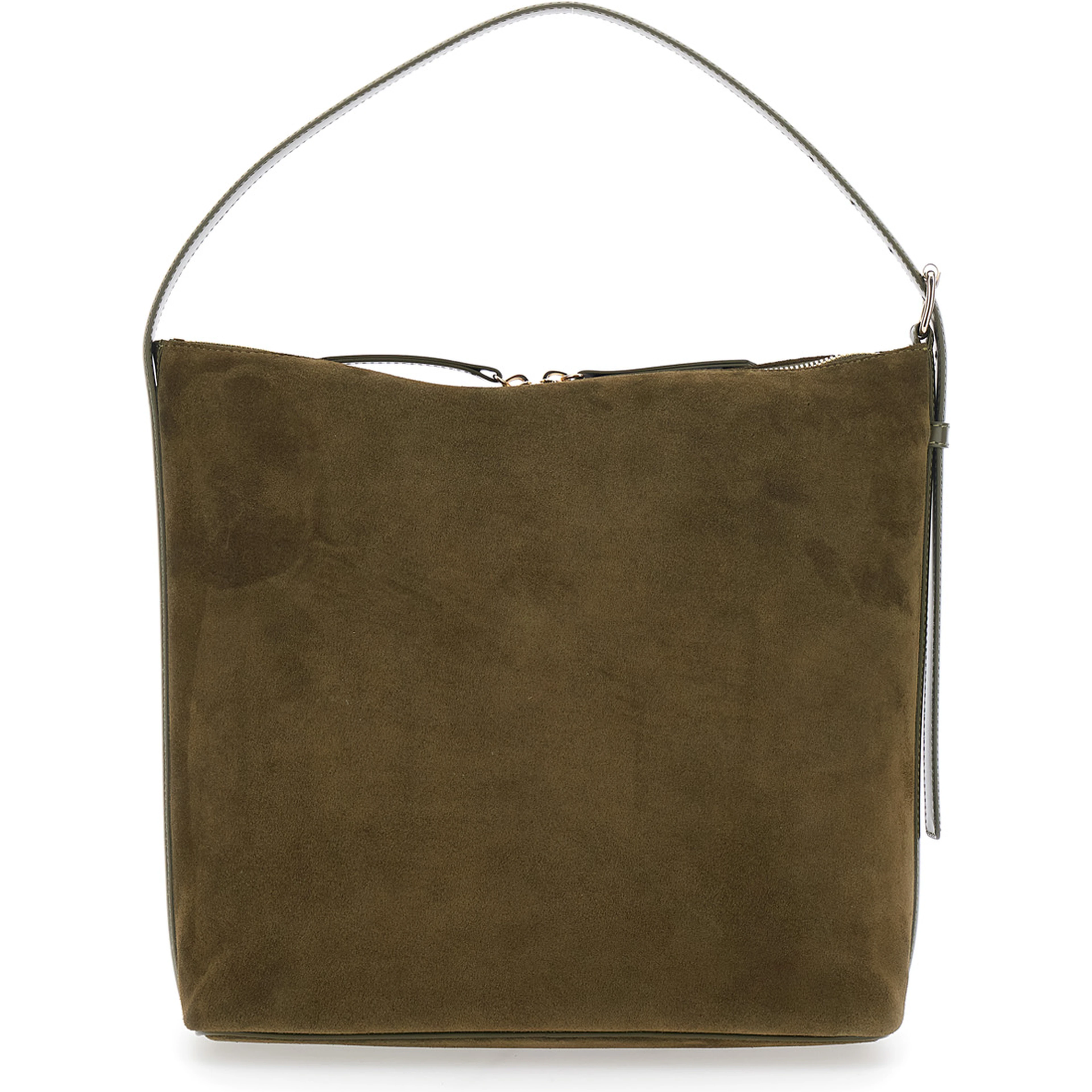 Vera Brown Shoulder Bag with Top Handle and Zip Closure in Suede Woman