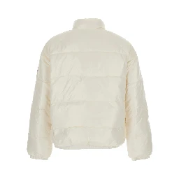 White High-neck Down jacket with logo patch on the sleeve in Tech Fabric unisex