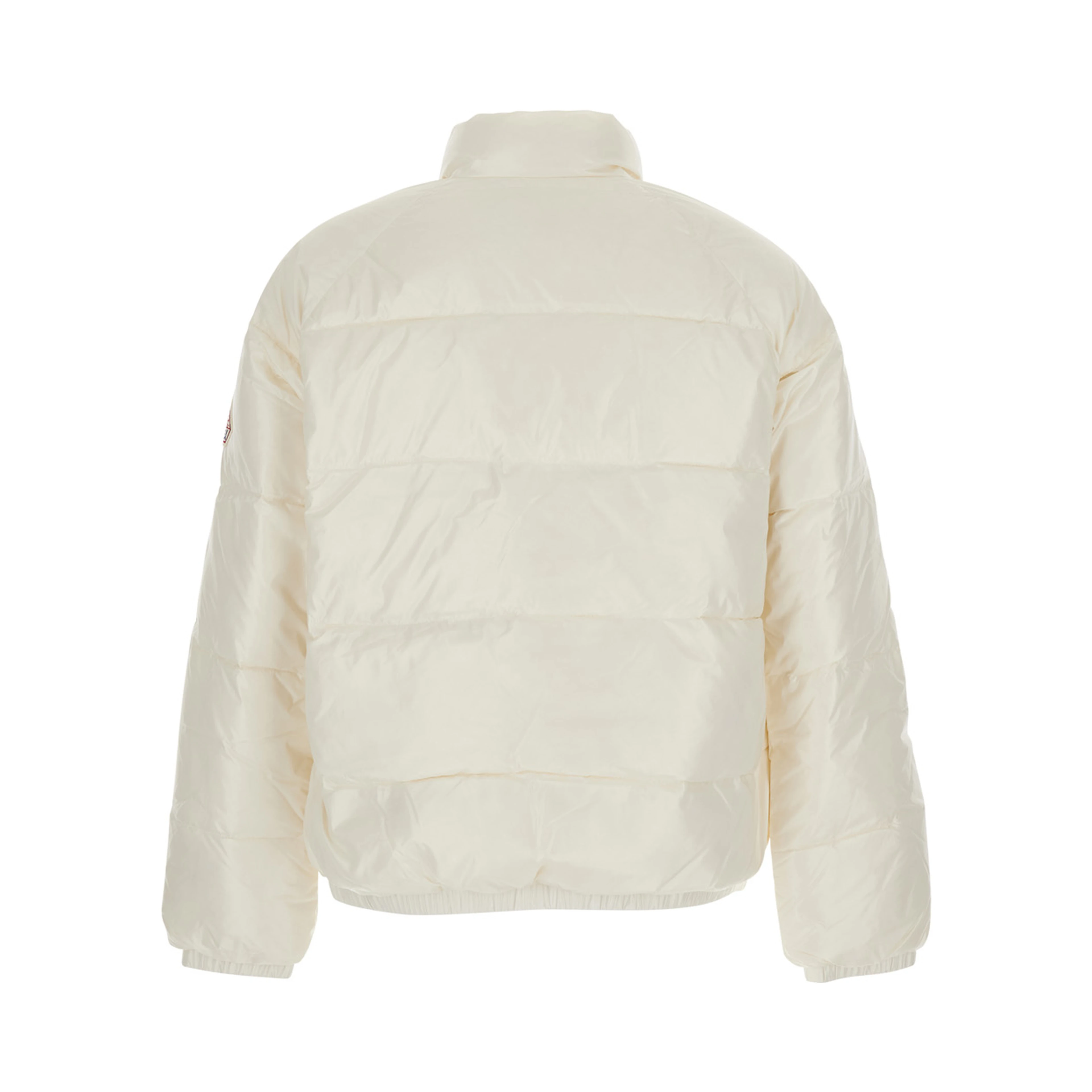White High-neck Down jacket with logo patch on the sleeve in Tech Fabric unisex