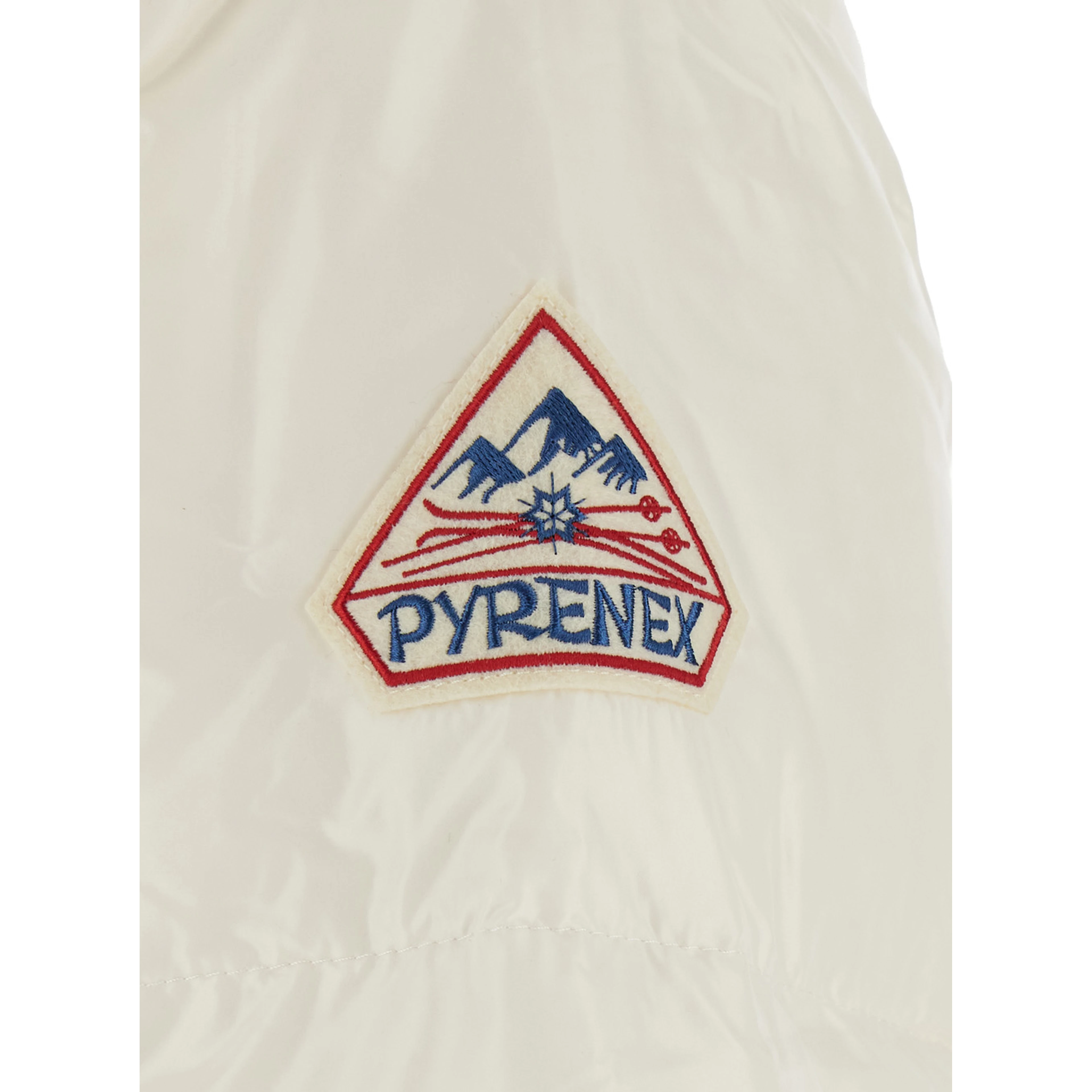 White High-neck Down jacket with logo patch on the sleeve in Tech Fabric unisex
