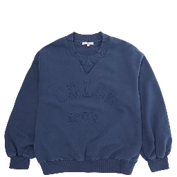 Blue Crewneck Sweatshirt with Logo Printed on the Front in Cotton for Girls