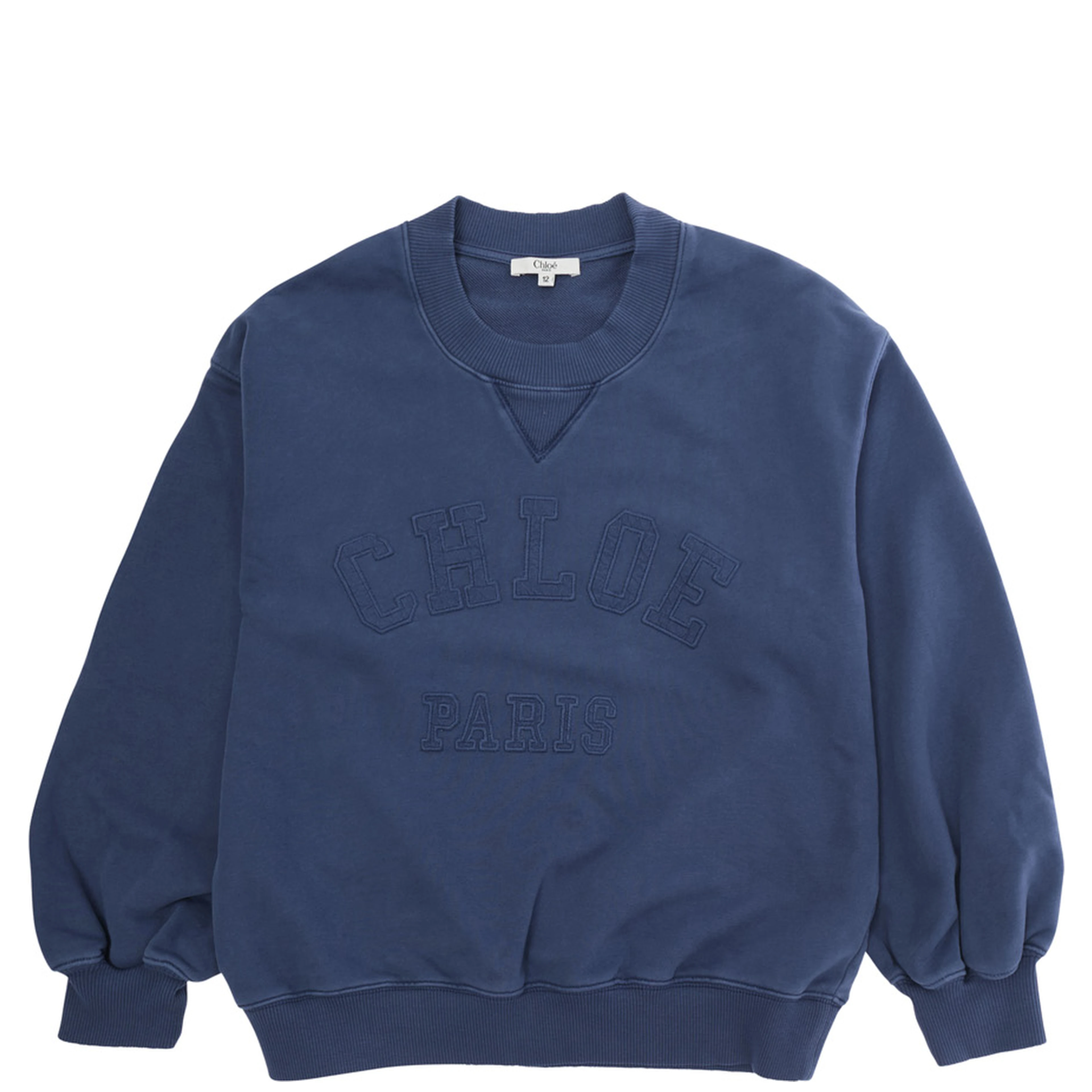 Blue Crewneck Sweatshirt with Logo Printed on the Front in Cotton for Girls