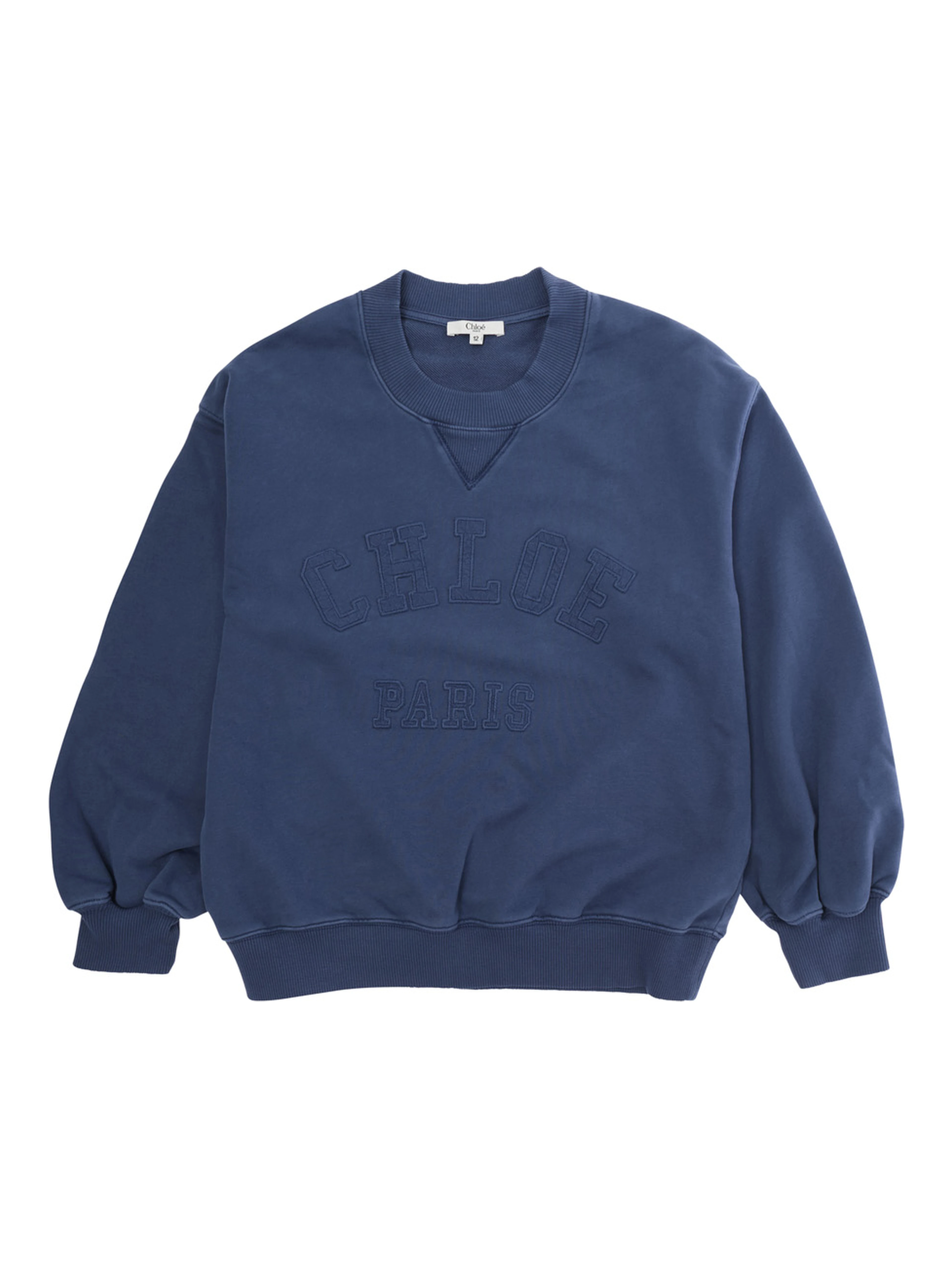 Blue Crewneck Sweatshirt with Logo Printed on the Front in Cotton for Girls
