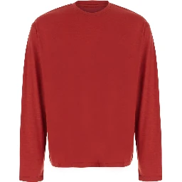 WOOL RELAXED LONG SLEEVE with long sleeves and round neck in Wool in Red for men