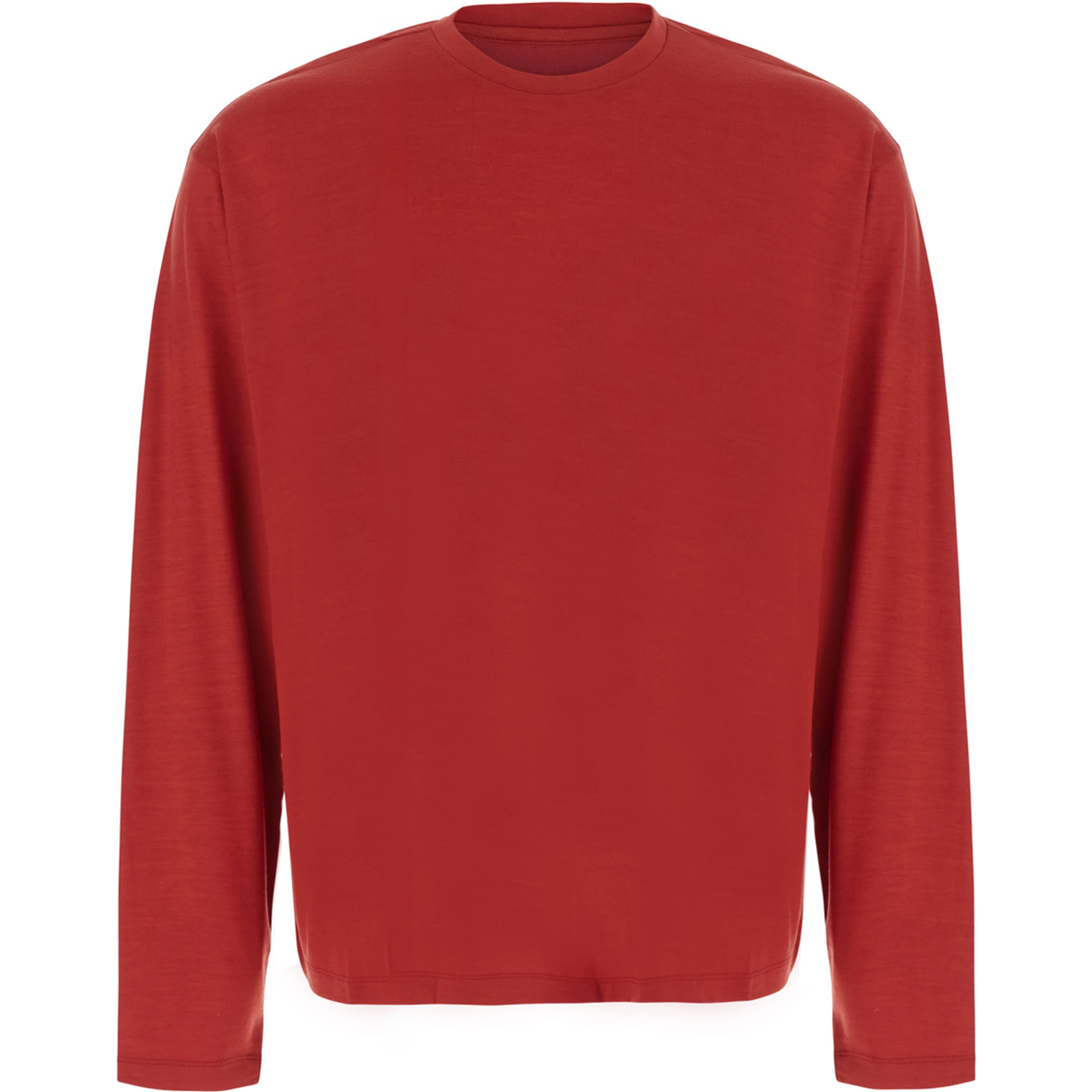 WOOL RELAXED LONG SLEEVE with long sleeves and round neck in Wool in Red for men