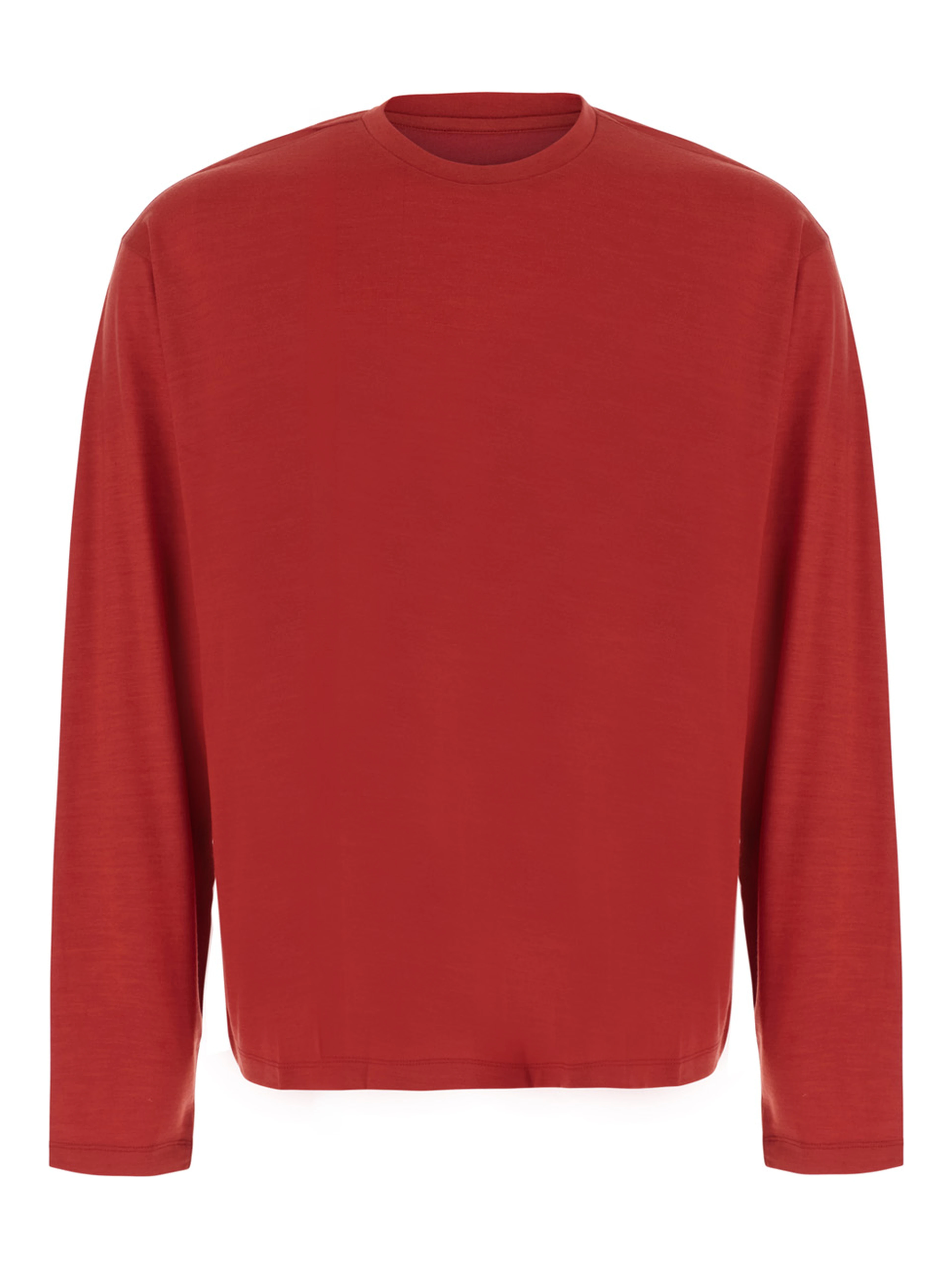 WOOL RELAXED LONG SLEEVE with long sleeves and round neck in Wool in Red for men