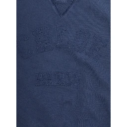 Blue Crewneck Sweatshirt with Logo Printed on the Front in Cotton for Girls