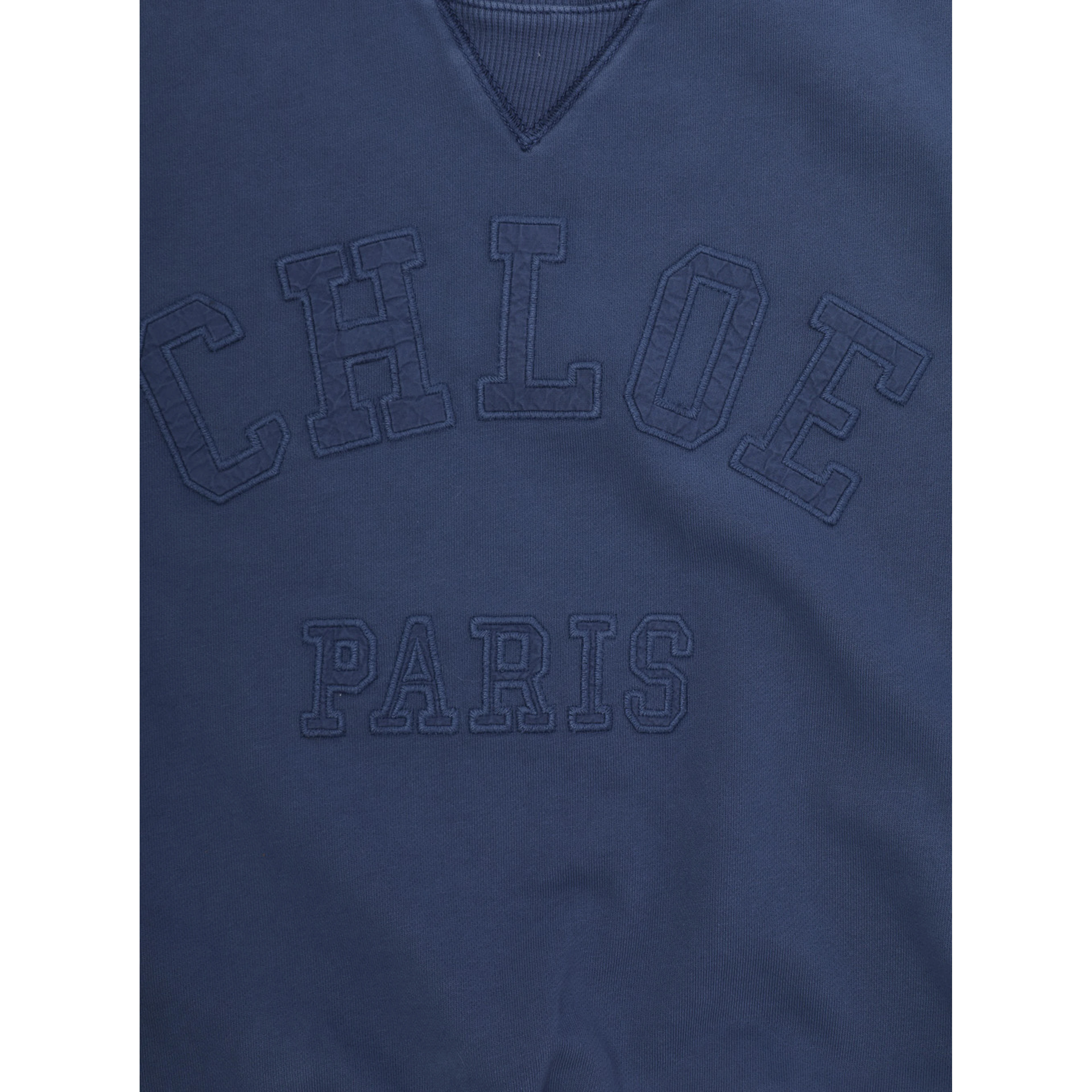 Blue Crewneck Sweatshirt with Logo Printed on the Front in Cotton for Girls