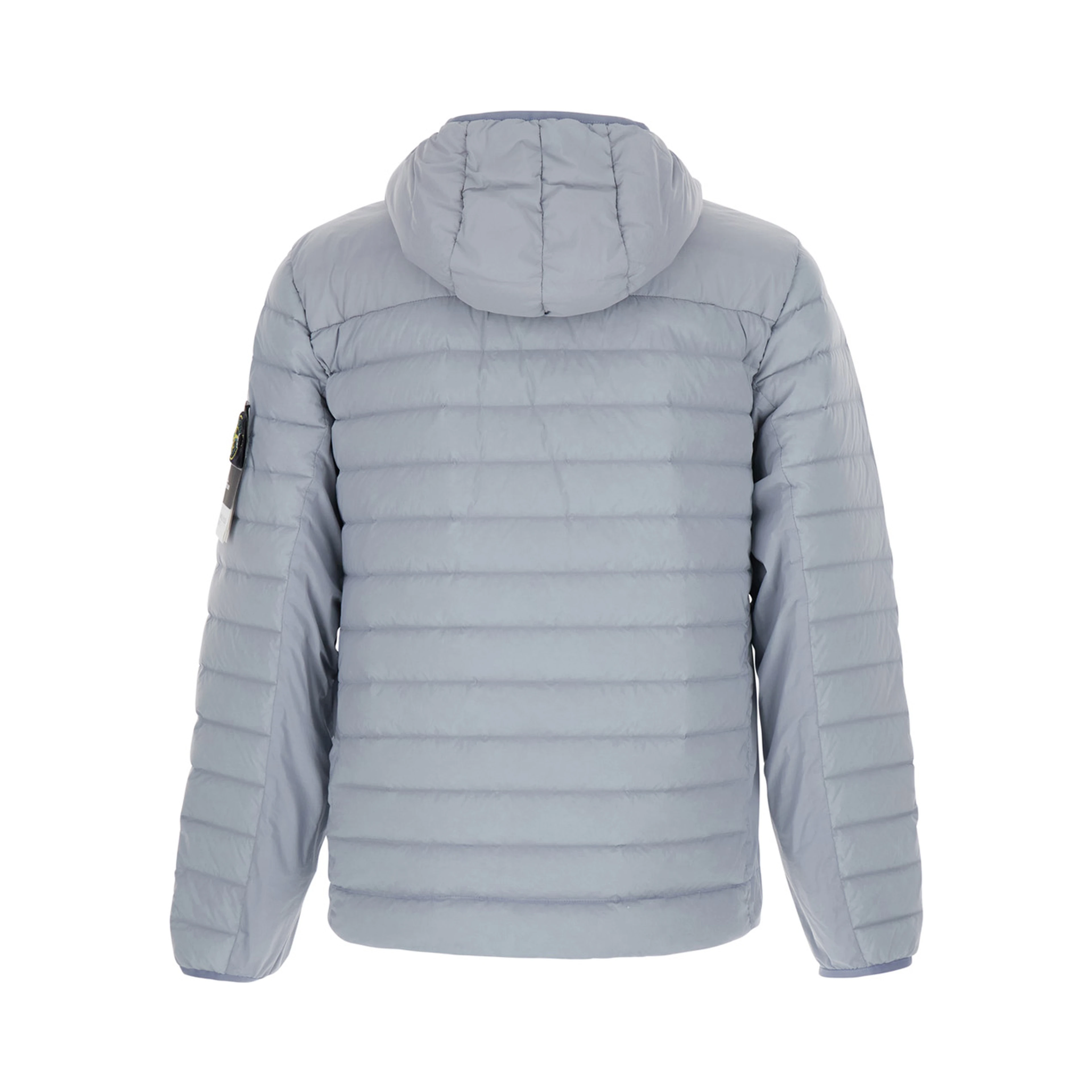 Gray Down jacket with high collar and long sleeves in Tech Fabric for Men