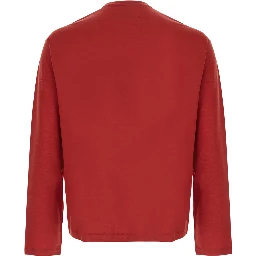 WOOL RELAXED LONG SLEEVE with long sleeves and round neck in Wool in Red for men