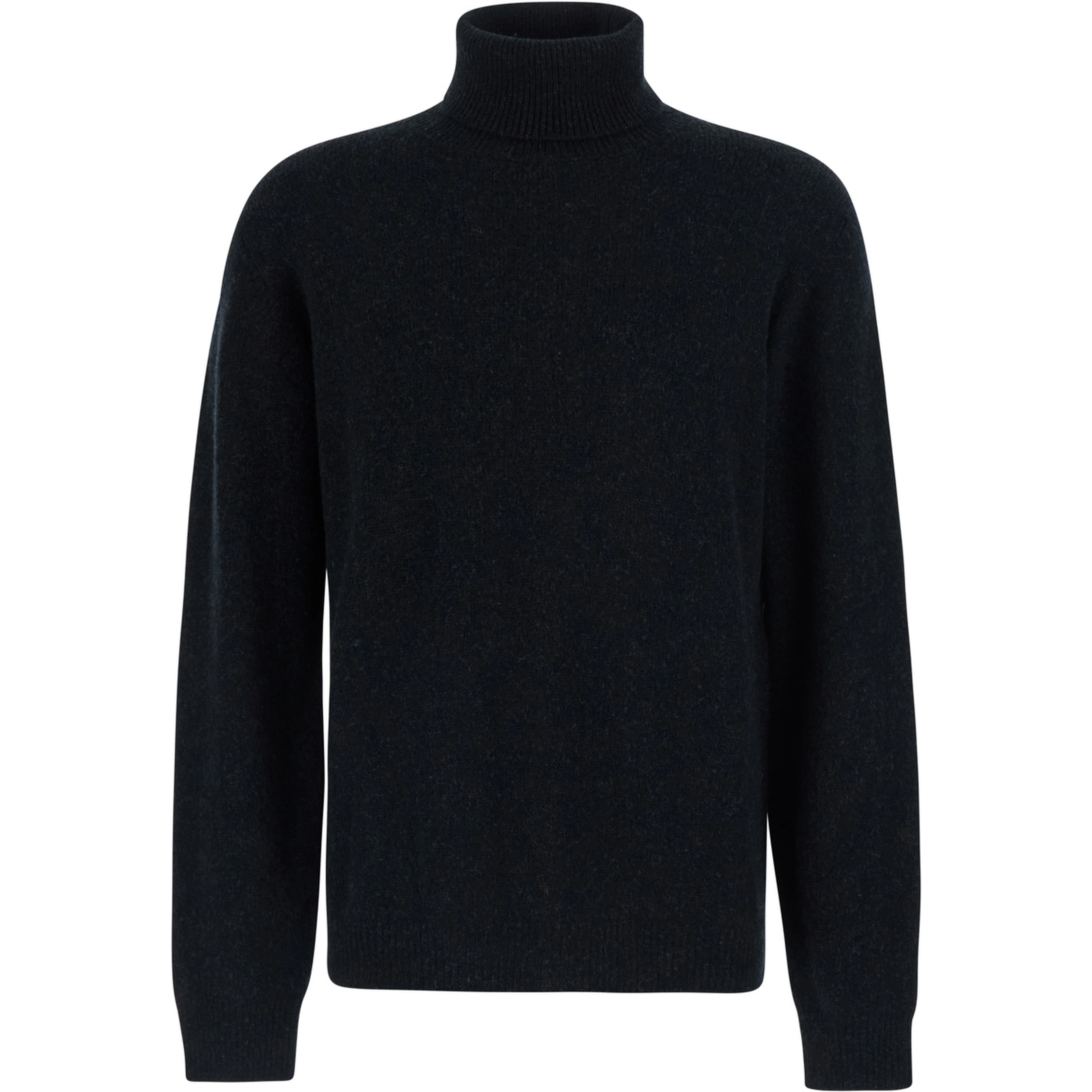 Black Turtleneck Sweater with High Collar and Long Sleeves in wool for Men