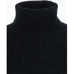 Black Turtleneck Sweater with High Collar and Long Sleeves in wool for Men