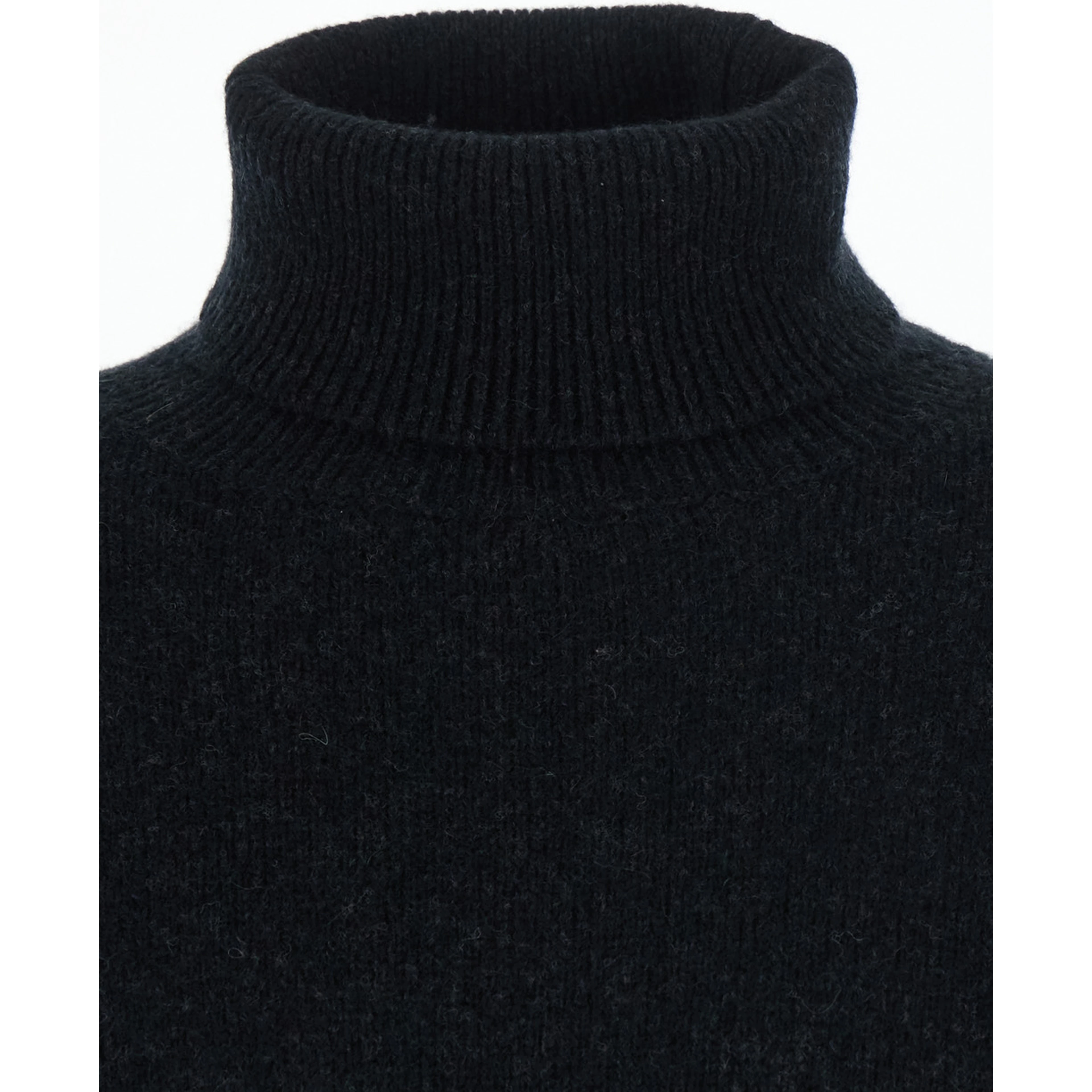 Black Turtleneck Sweater with High Collar and Long Sleeves in wool for Men