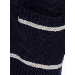 PORTCLIDE blue hooded cardigan with back embroidery in wool blend Men
