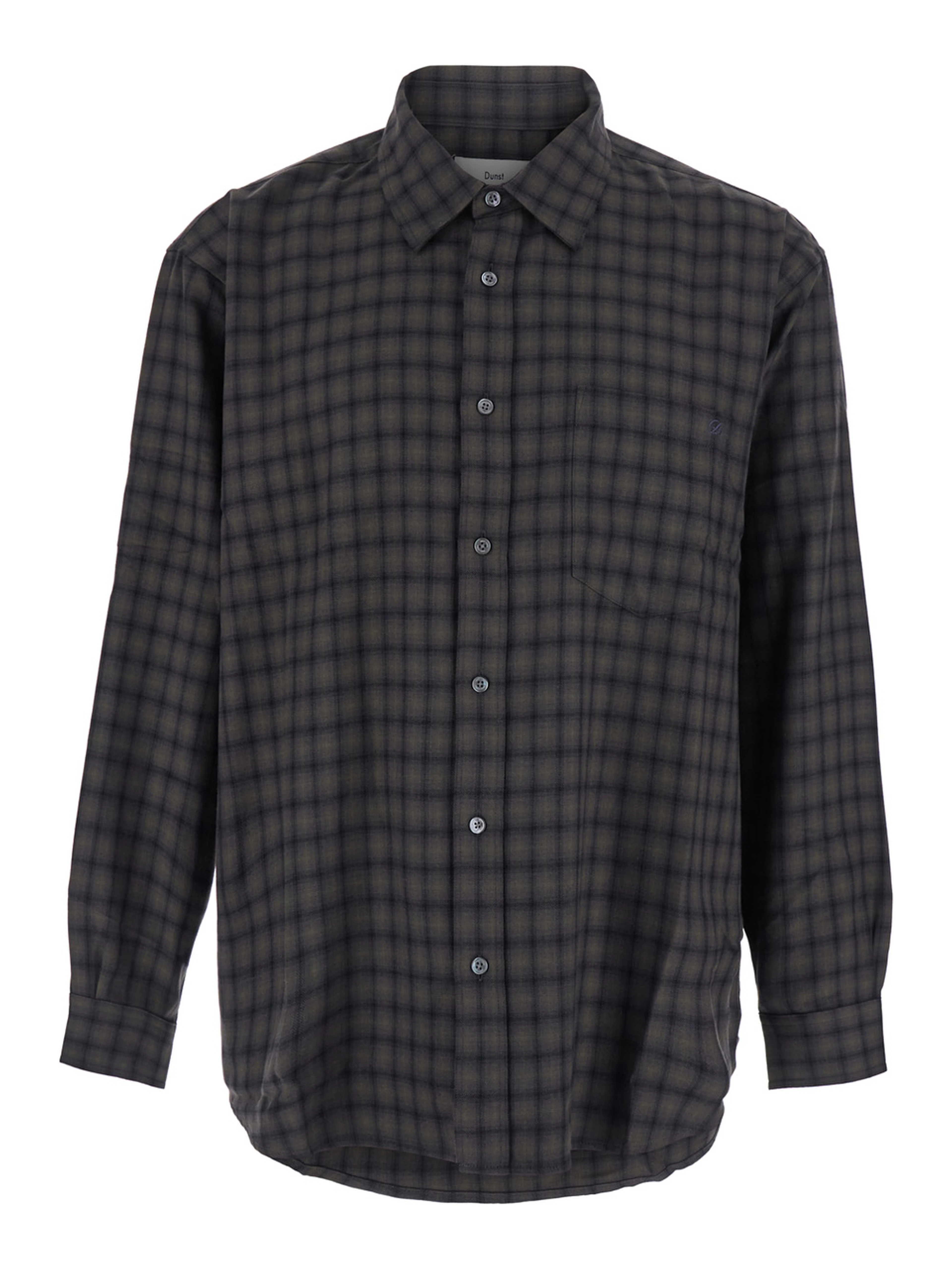 UNISEX CHECKED FLANNEL SHIRT with collar and long sleeves in polyester and rayon green unisex