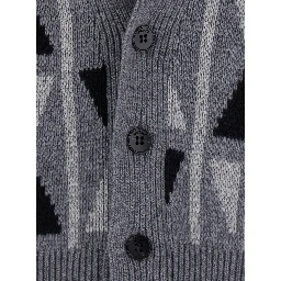 Grey cardigan with Medusa print on the back in wool and cashmere blend men