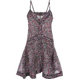 Danielle Purple Dress with V-neck and Floral Motif in Viscose for Women