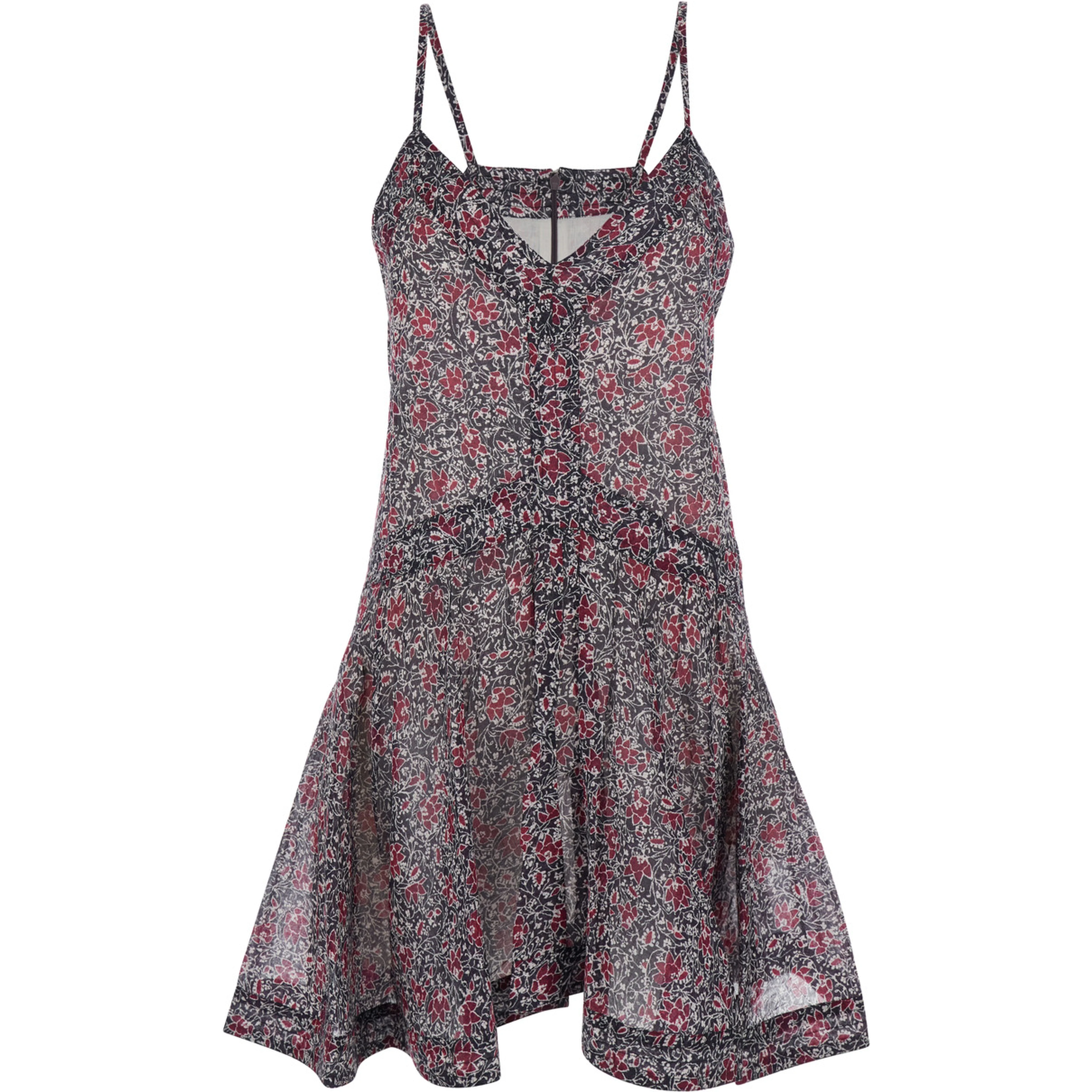 Danielle Purple Dress with V-neck and Floral Motif in Viscose for Women
