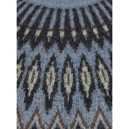 Multicolor Crewneck Sweater with Jacquard Motif in Alpaca and Wool for Men