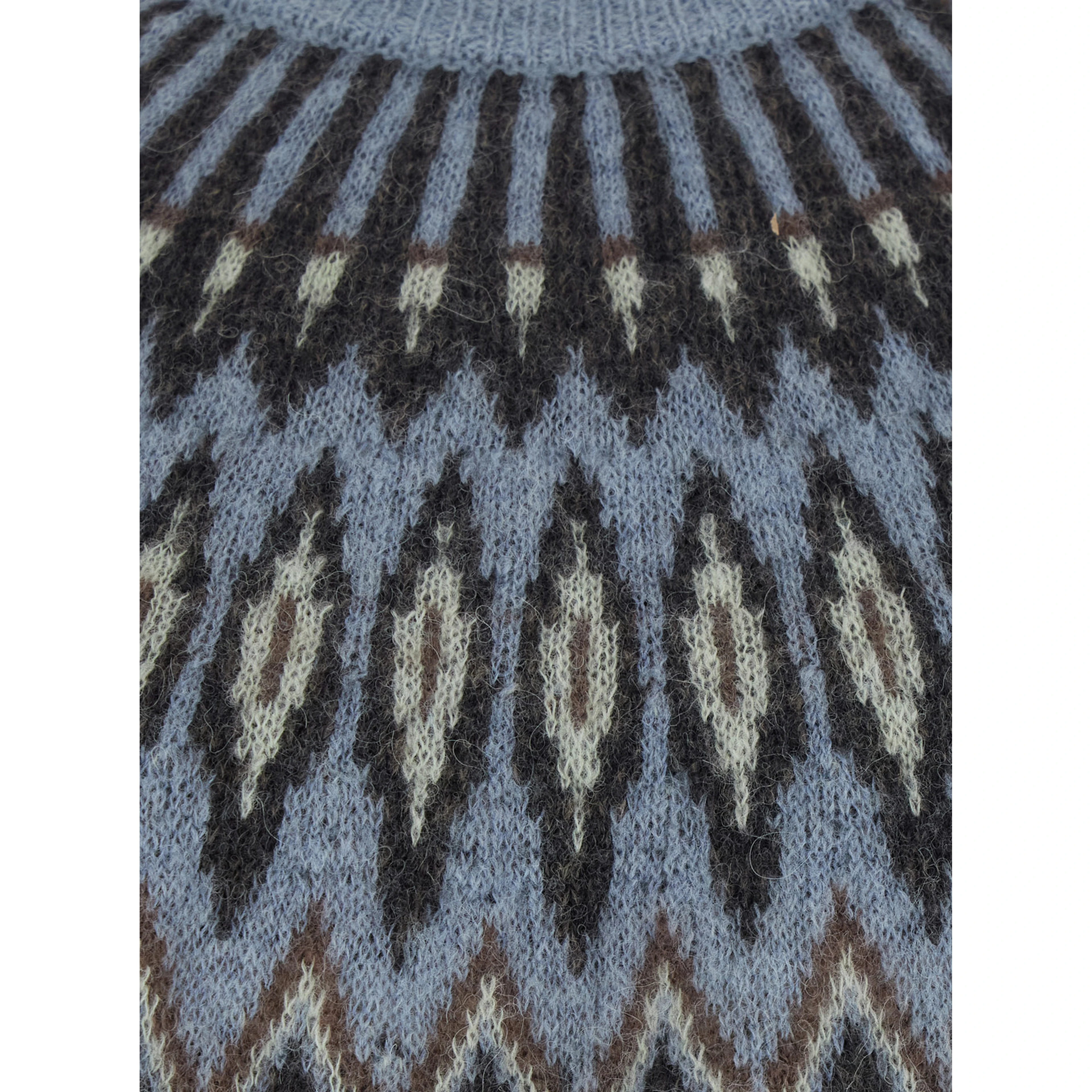 Multicolor Crewneck Sweater with Jacquard Motif in Alpaca and Wool for Men