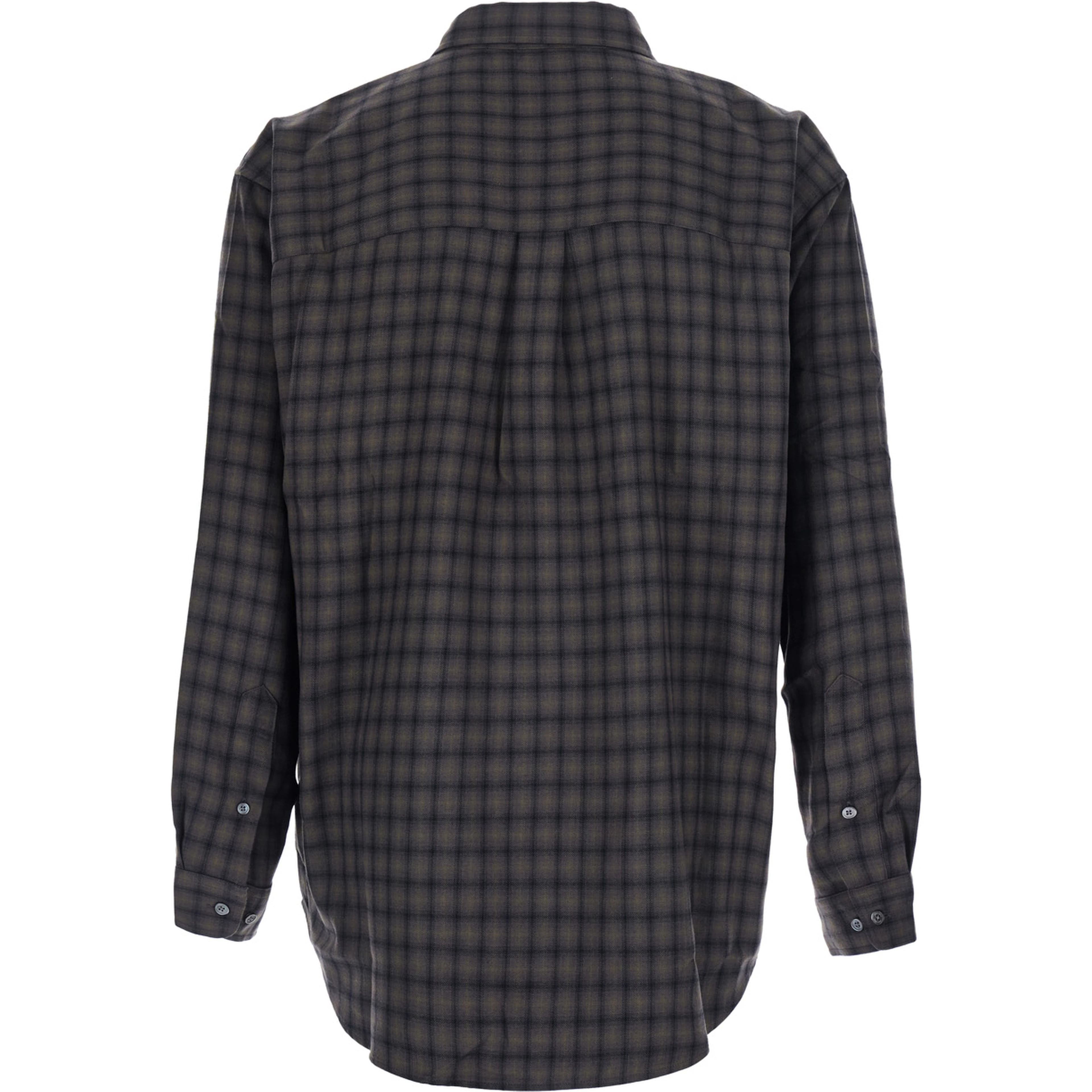 UNISEX CHECKED FLANNEL SHIRT with collar and long sleeves in polyester and rayon green unisex