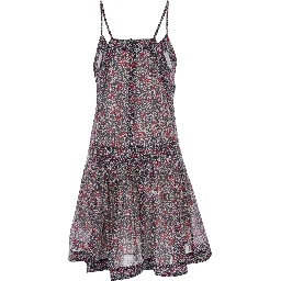 Danielle Purple Dress with V-neck and Floral Motif in Viscose for Women