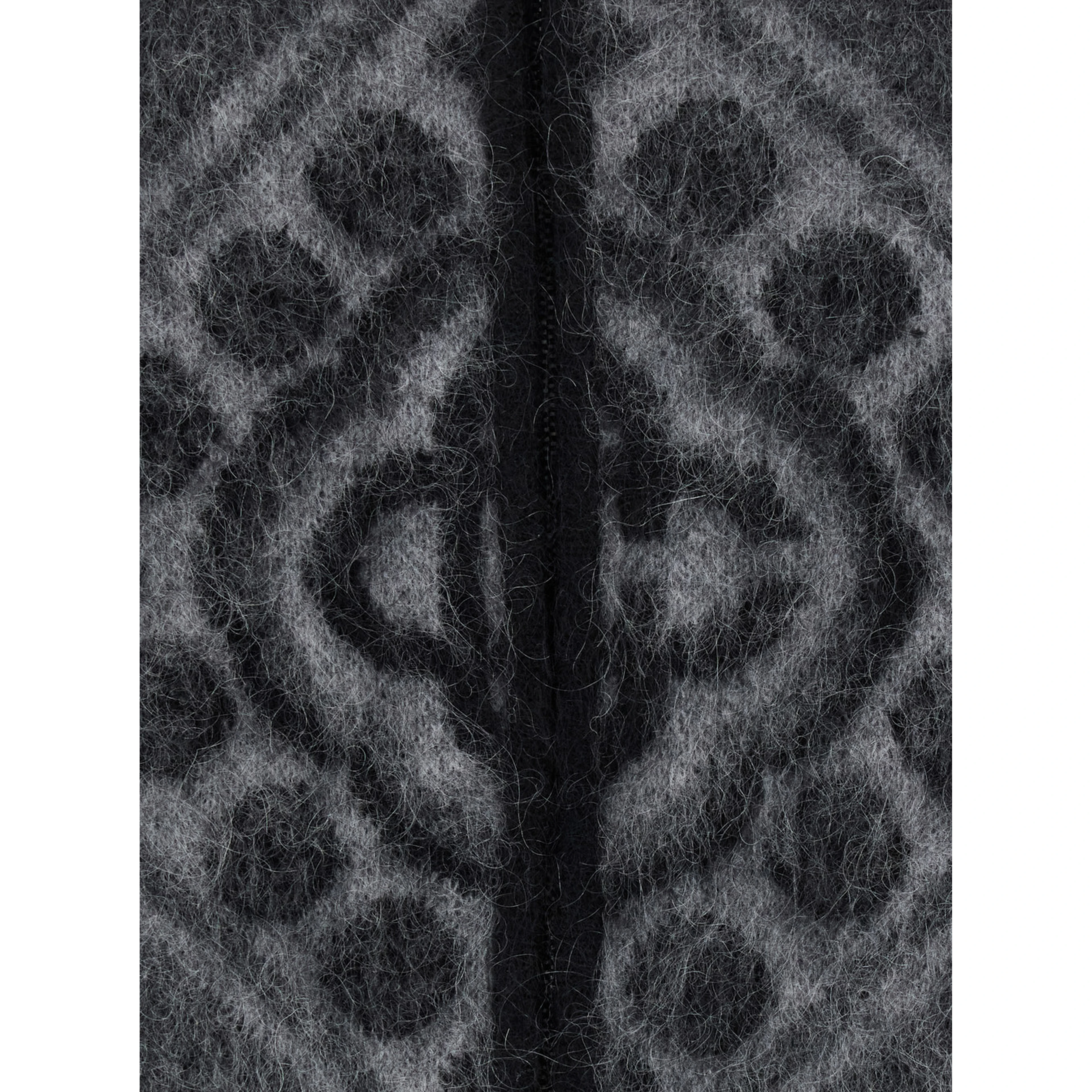 CARPET MOHAIR HOODIE with hood and long sleeves in wool, alpaca and fabric in black for men