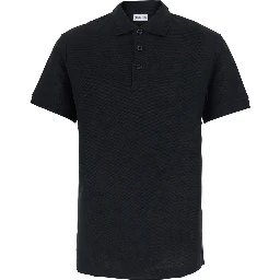 Eddie Black Polo Shirt with classic collar and EKD embroidery on the front in cotton for men