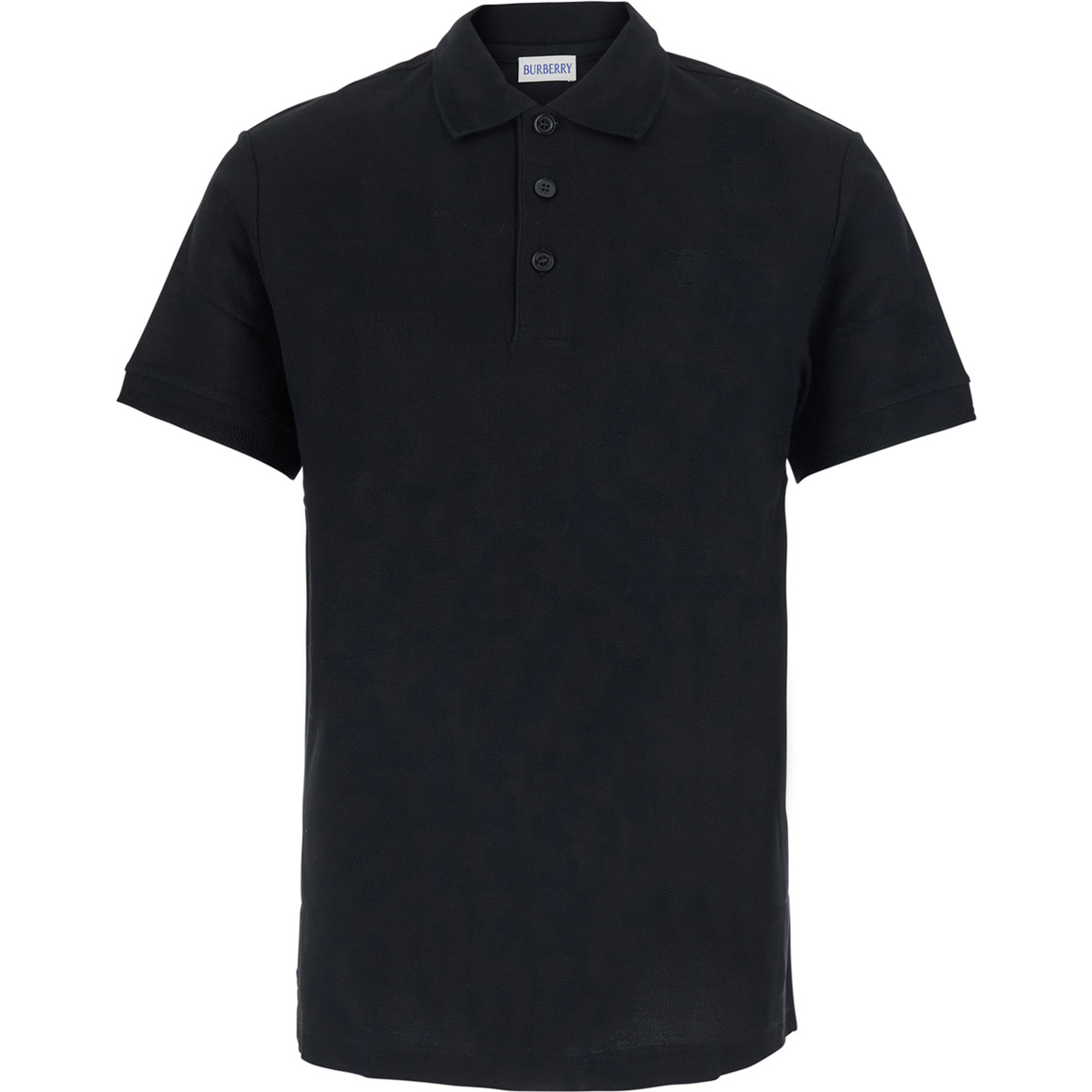 Eddie Black Polo Shirt with classic collar and EKD embroidery on the front in cotton for men