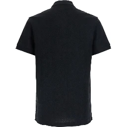 Eddie Black Polo Shirt with classic collar and EKD embroidery on the front in cotton for men