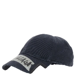 Black Baseball Cap with Maxi Logo Lettering on the Front in Cotton Man